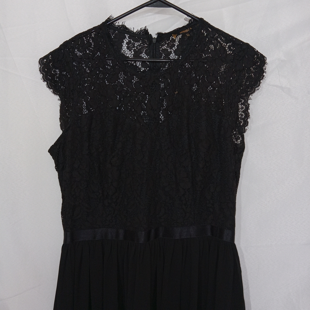 Miusol Black Lace Top Long Chiffon Skirt Dress Gown 2XL Gala Wedding Formal NEW - Picture 3 of 15